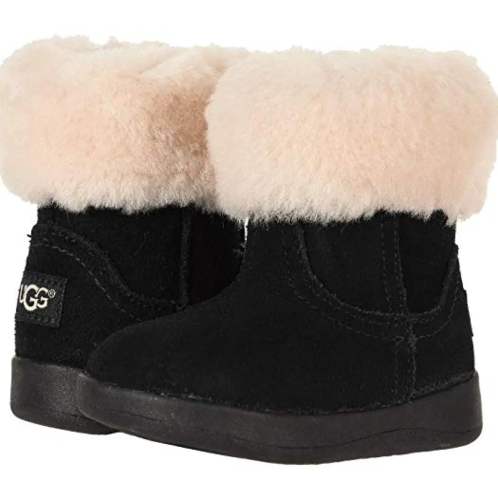UGG JORIE TODDLER SUEDE‎ SHEARLING BOOTS BLACK